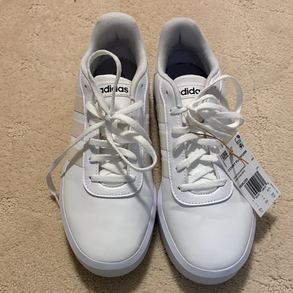 Limited Edition New with Tags Adidas Classic White Iridescent Platform Sneakers